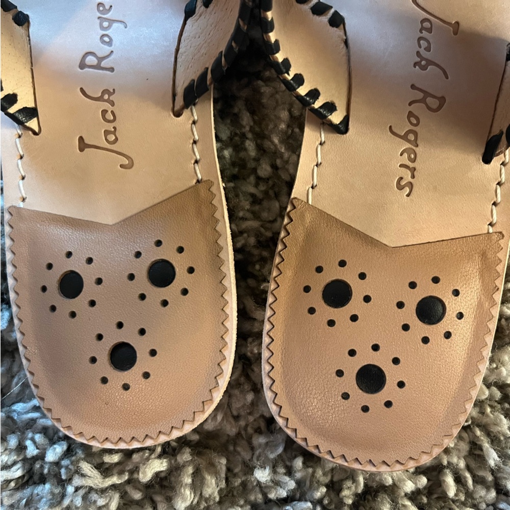 Jack Rogers Original Jacks Flat Sandal Size 9.5 Cafe Au Lait with Black *NWOT* - Picture 5 of 9
